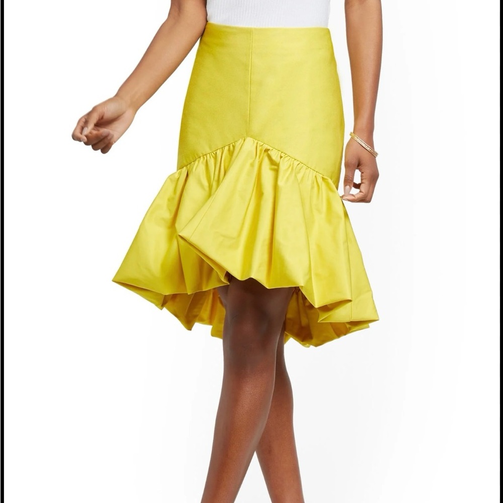New York & Company Vibrant Yellow High-Low Bubble Skirt
